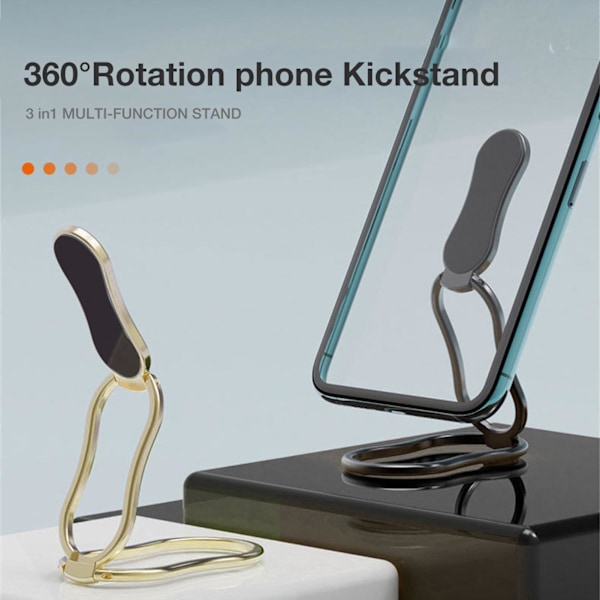 All Round 360 Graders Magnetisk Bilfäste Inre Dubbel Ring Fällbar Mobiltelefonhållare Ring