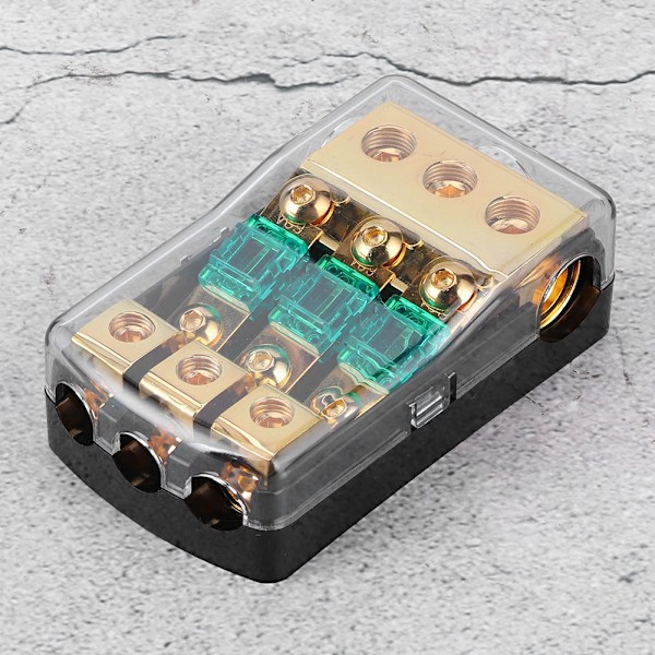 0/2/4 Gauge Til 4/8/10 Gauge Ud 60A 3-vejs Mini ANL Sikringsholder Fordelingsblok til Autolydsystem