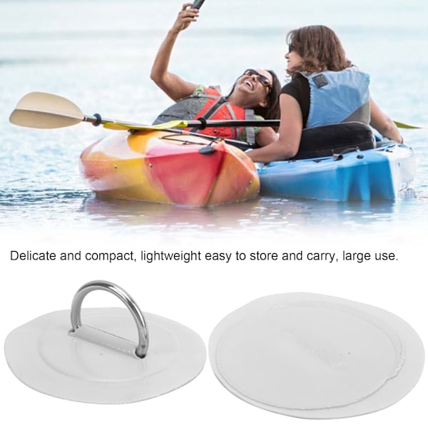 2 stk oppblåsbare båtkajakk DRing Pad Patch PVC Marine rustfritt stål fast spenne (hvit)
