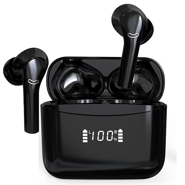 Anpassningsbar ljudresa, trådlösa hörlurar med AI-förbättrade tydliga samtal, Bluetooth 5.3, smart touch-kontroll, LED-effektindikator, 36 timmars speltid
