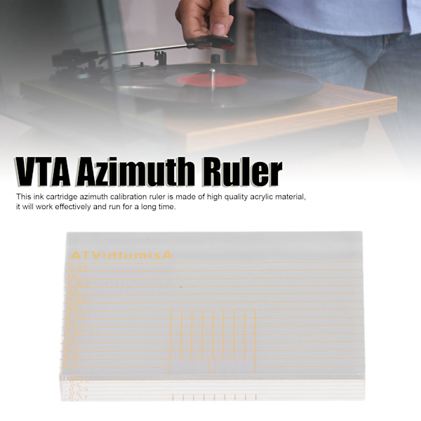 VTA-kulmamitta, tasapainotuspatruuna, LP-äänivarren mitta vinyylilevyille