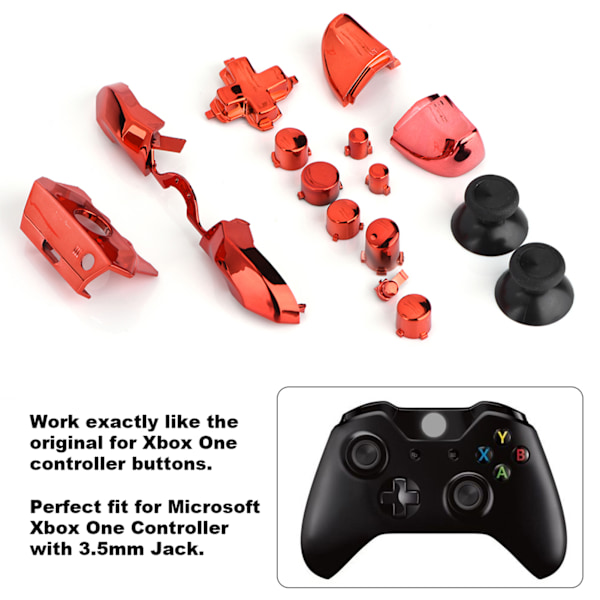 Full Button Sets Mod Replace Part för Microsoft Xbox One Controller 3.5mm Jack (Röd)