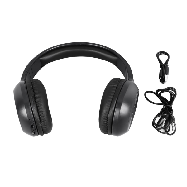 Bluetooth-hodetelefoner med støyreduksjon, kraftig bass, justerbart trådløst over-ear-headset for telefon, datamaskin, svart