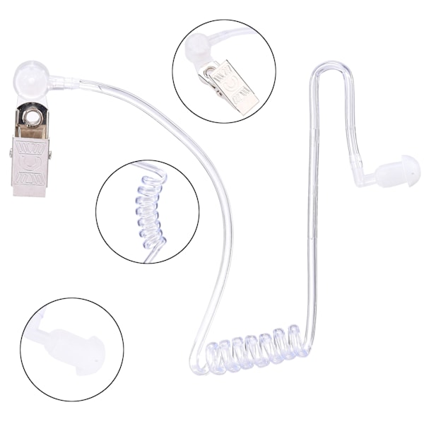 Akustisk slangsats K Head 2-stifts transparent akustisk spole slang headset Walkie Talkie öronmussla
