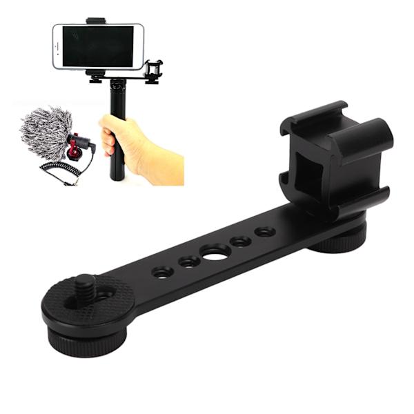 Trippel kallskoförlängningsfäste i aluminiumlegering mikrofonstativfäste adapter för stativ monopod stabilisator svart