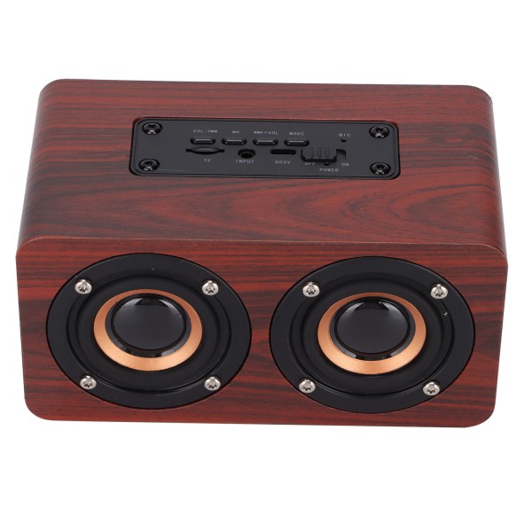 Trådløs Bluetooth-højttaler i træ med retro-design, subwoofer og AUX-stereohøjttaler til hjemmet og tablet