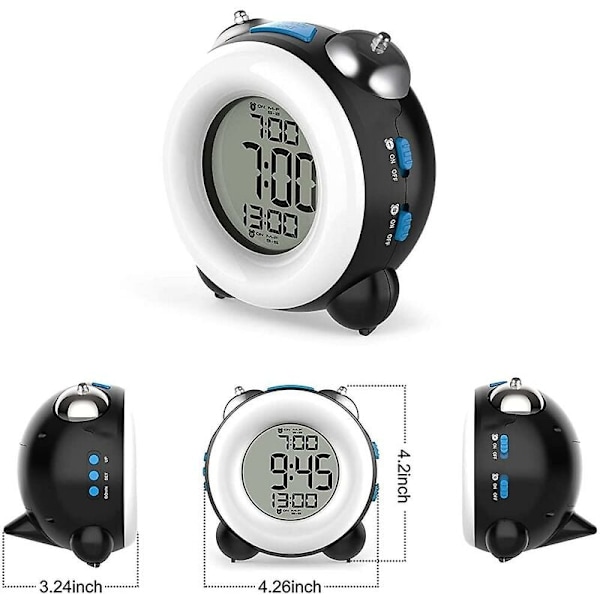 Väckarklocka med lättanvänt gränssnitt, dubbla alarm, högt alarm för djupsömnare, batteridriven, stilren design för alla rum (1 st)