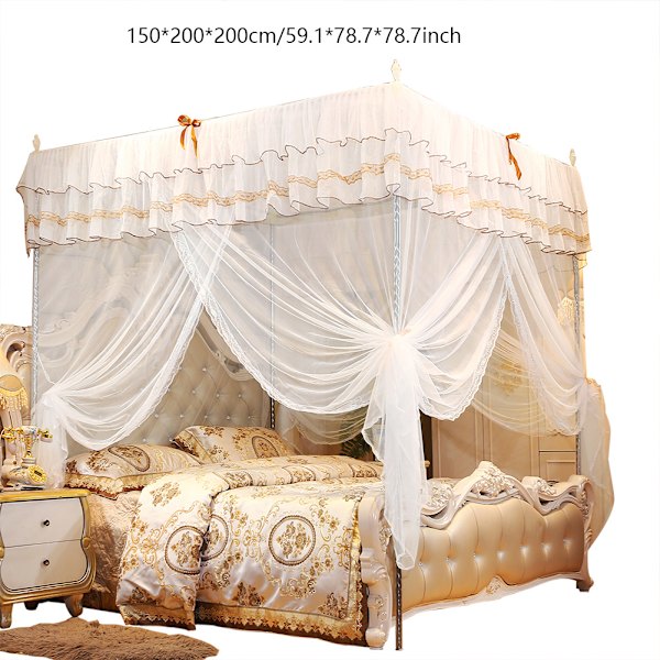 Luksus Princess Fire Corner Post Bed Curtain Canopy Netting Myggenet Sengetøj (M)