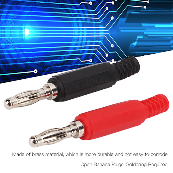 10 st banankontakter 4 mm/0,2 tum mässing PE-material röd svart spiralformad isolerande hölje öppen typ banankontakt 30Vac‑60Vdc