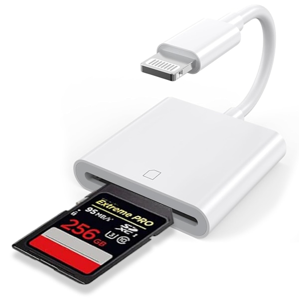 Mfi-certifierad Lightning till SD-kortadapter, Höghastighetsöverföring för iPhone och iPad, Plug and Play-kamerläsare, Viltkameravisare med