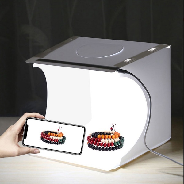 Lättvikts Fotostudio, Portabelt Mini Fototält För Små Föremål, Vikbart Med Dubbel LED-belysning, 6500K Belysning, Snabb Installation & 6
