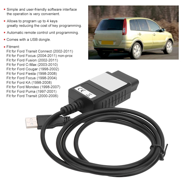 4-in-1 auton avaimen ohjelmointityökalu, nopea ohjelmointityökalu USB-donglella, sopii Fordiin