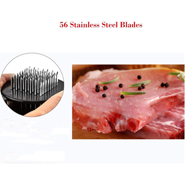 Köttmörare med 56 blad i rostfritt stål, köksredskap Bäst för BBQ, biff, kyckling, fläskkotlett, kalkon, fisk, mörande biff, nötkött