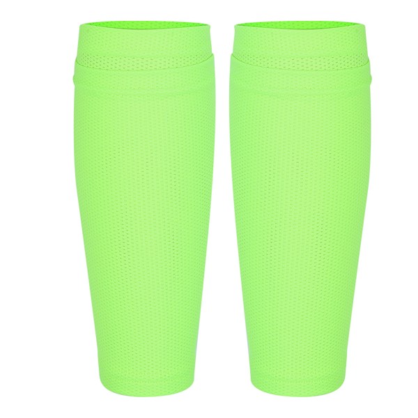 Ett par utomhus sport nylon fluorescerande gröna fotbollsskydd strumpa fotbollsskydd skenbensskydd benskydd stöd