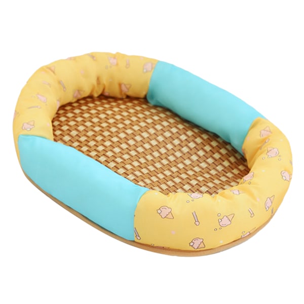 Sommar Rattan Vävd Sovmatta för Husdjur, Andningsbar Kylmatta för Hundar Katter, Stor, Miljövänlig, Pålitligt Material, Självkylande