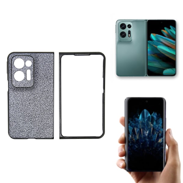 Skyddande telefonfodral Kristallfodral Anti-fall Stötsäkert Mobiltelefonfodral för Oppo Find N2 Svart Glitter