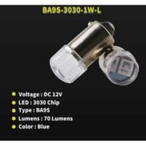 10 st T11 T4W Ba9S H6W 1895 3030 1W 1 Smd 1 LED Rv Bil Bakre Sido Markör Inre Indikator Vinkel Ljus LED Lampa 12V Dc Blå