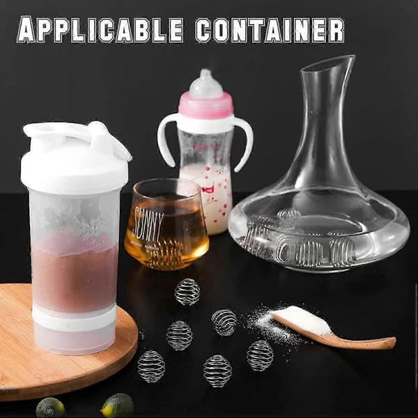 5 stk. 304 rystekugler i rustfrit stål kompatible med proteinshakerflasker og milkshakeblendere
