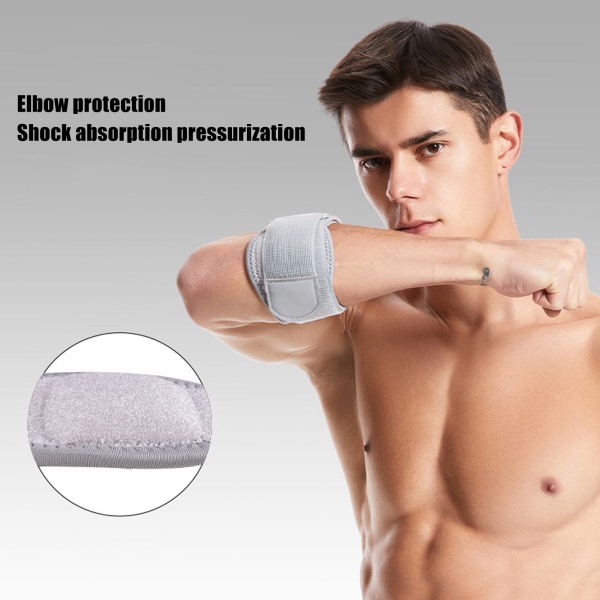 2 st Elbow Compression Sleeve Andningsbar Lätt Justerbar Elastisk Armbågsstöd för Sport Grå