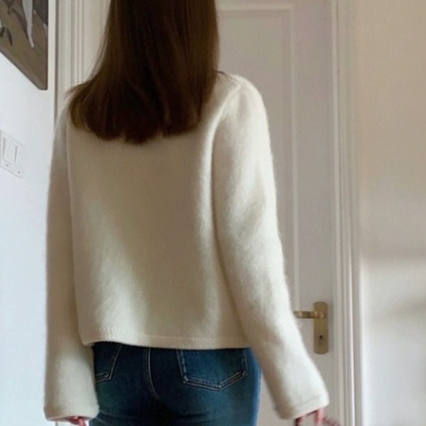 Elegant mohair kofta för damer tidig höst stickad cardigan högkvalitativ yttertopp