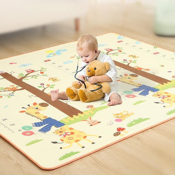 Baby Play Mat, Playmat Baby Crawling Mat for Floor Baby Mat Large, Plush Surface Foldable Non-Slip