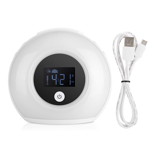 Färgglad Väckarklocka med Andningslampa Barn Bluetooth Högtalare Bordlampa Alarmklocka för Sovrum