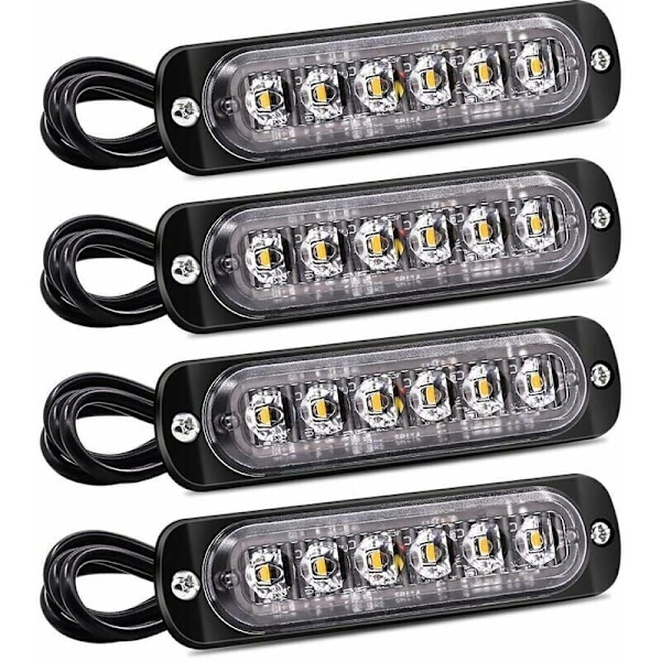 Bilstrålkastare 12-24V LED Gult Varningsljus Fordon Båt Släp Säkerhetsblinkande Ljus 4-pack