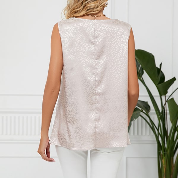 Sommartopp för kvinnor, vattenfallsringning, ärmlös, lös, ledig, elegant, enkel tanktopp, rosa S