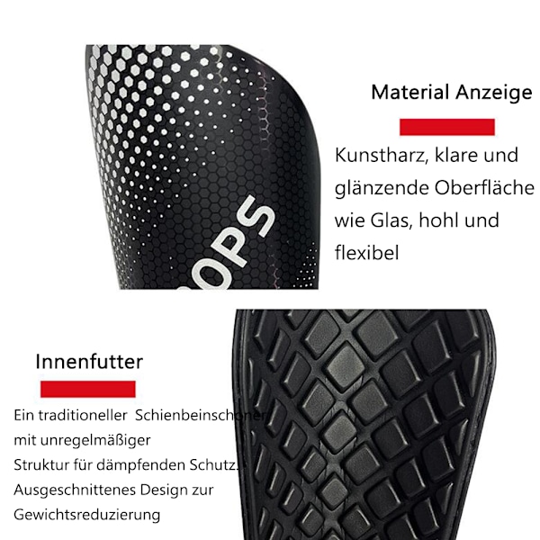 Fotbollsbenskydd för omfattande skydd, PP-skalsbenskydd med andningsbart sammetsfoder, halkfri ergonomisk design, skada