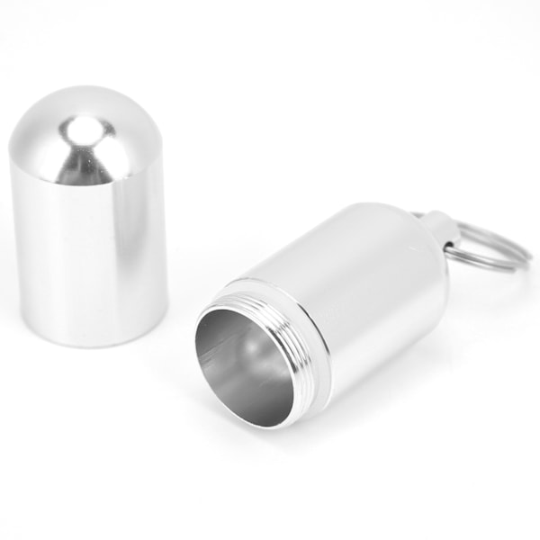 Bärbart Pillerfodral, Mini Förseglad Burk med Vattentätt Hölje i Rostfritt Stål, Medicinbehållare i Aluminiumlegering med Nyckelring för Utomhusaktiviteter