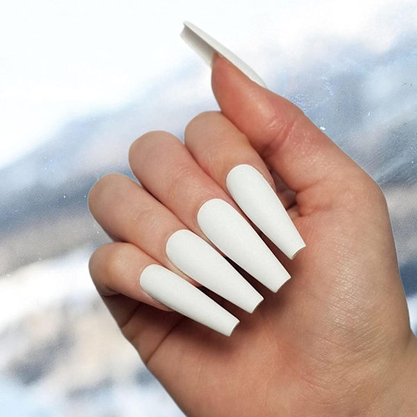 Extra långa falska naglar Ballerina Press on Nails Matte Acrylic