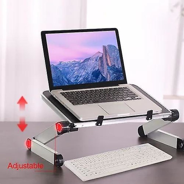Table Tech Buddy: Ergonomiskt, portabelt laptopbord, justerbar höjd med inbyggda klämmor, hopfällbart stativ för platsbesparande bekvämlighet