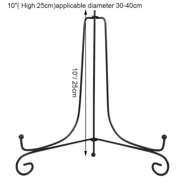 1 pcs 10"Iron Easel Classic Display Stand Bowl Plate Photo Frame Book Artwor Black