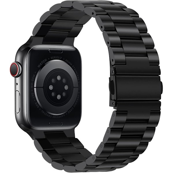 Yhteensopivat Apple Watch -rannekkeet 42/44/45 mm, ruostumattomasta teräksestä valmistetut iWatch-rannekkeet Apple Watch Series 7/6/5/4/3/2 -malleille, 38 mm 40 mm 41 mm musta