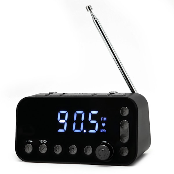 DABA1 Klokke FM-radio Dual USB med ladeport LCD-skjerm Bakgrunnsbelysning Justerbart volum Alarmklokke Radio