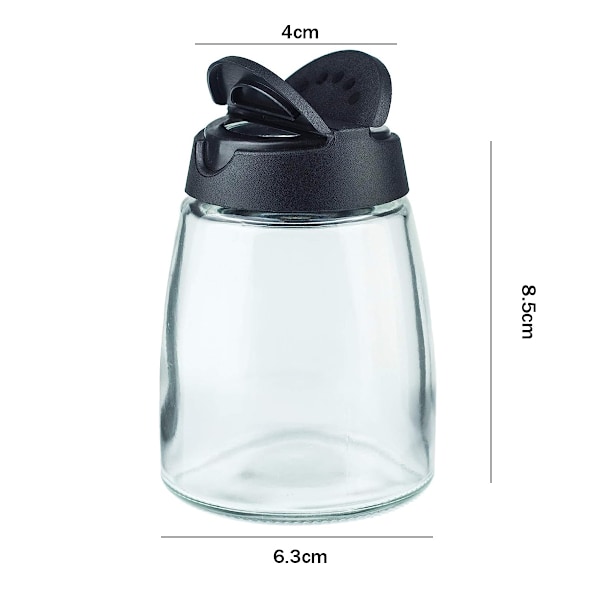 Kryddbehållare i Glas och Plast, 2-pack Helt Förseglade Fuktsäkra 150ML Burk Med Dubbel Öppningsdesign För Precis Dosering i Hemmet