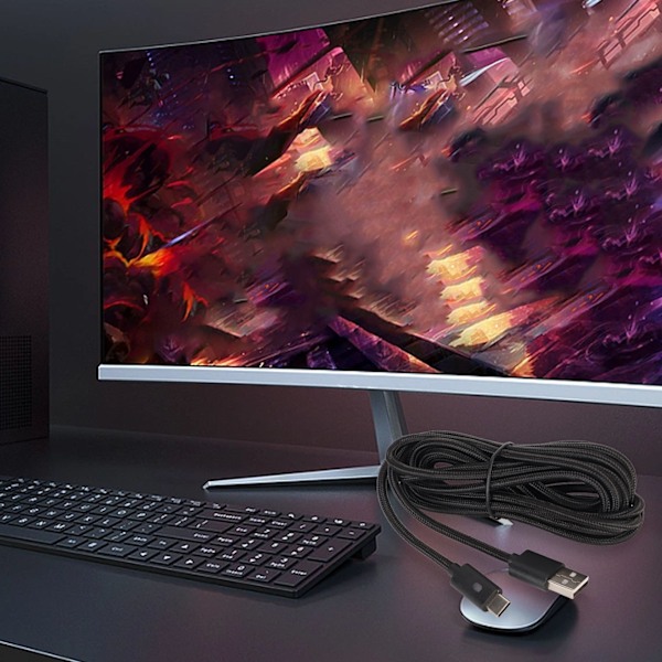Xbox Series -latausjohto, nailonpunos, nopea lataus, USB Type C -laturijohto LED-ilmaisimella PS5:lle, 9,8 jalkaa