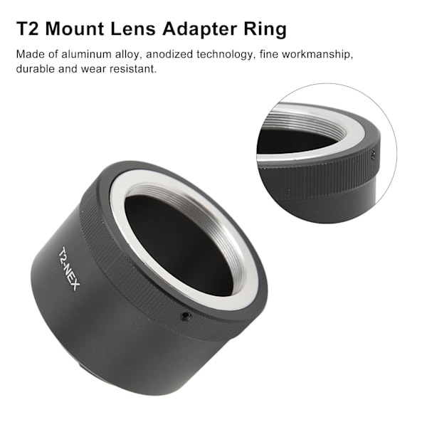 T2‑NEX Teleobjektiv Spegelobjektiv Adapterring för T2 Mount Objektiv till Sony E Mount Kamera
