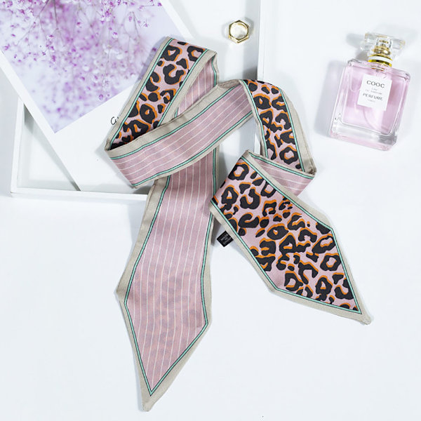 Stilfulde kvinder print tørklæder lange halstørklæde pandebånd hårbånd taskebånd tørklæde (Pink Leopard)