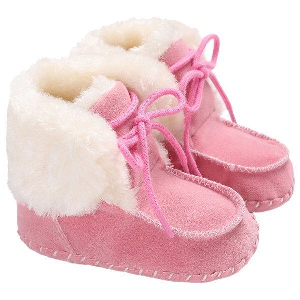 Pink baby warm winter Uggs for walking with soft soles non-sli