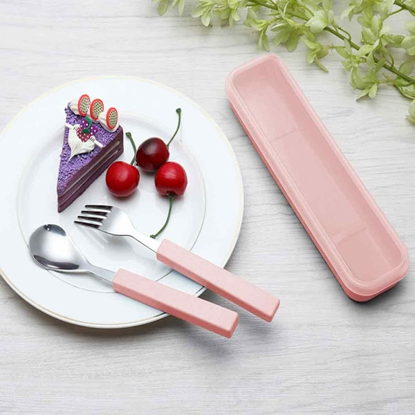 Elegant Design Barnbestick i Rostfritt Stål, Återanvändbar Bestickset med Bra Grepp, Värmebehandlad Hållbar Konstruktion för Daglig Användning, Slät Yta