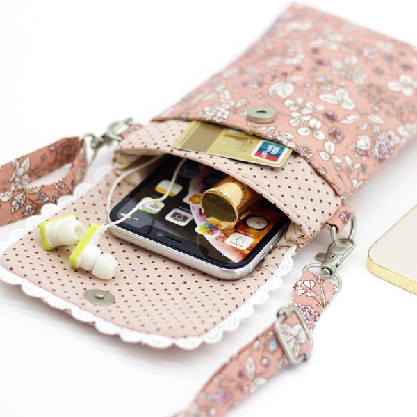 Puuvillainen söpö crossbody-laukku matkapuhelinlompakko lehtien kuvio pieni vaihtorahapussit naisille tytöille