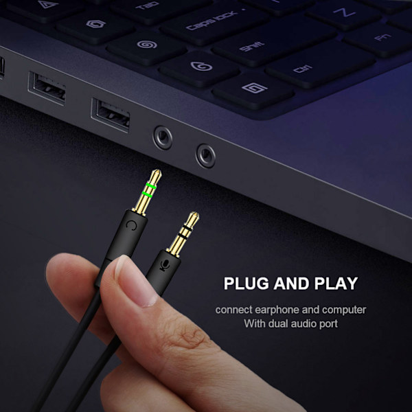 Splitter för hörlurar till dator 3,5 mm hona till 2 hane hörlurar mikrofon ljud Y Splitter kabel