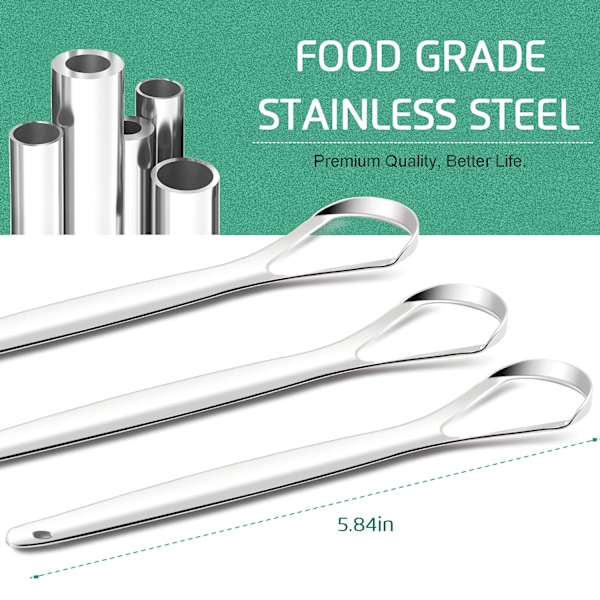 Tungskrapa av kirurgisk kvalitet, viktig för munhygien, livsmedelsklassat rostfritt stål, lätt att rengöra, hållbar &amp; ergonomisk design, perfekt för vuxna