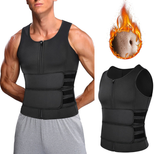 Men Body Shaping Waist Trainer Gym Fitness Soft Breathable Double Belt Sweat Slimming Sauna Vest