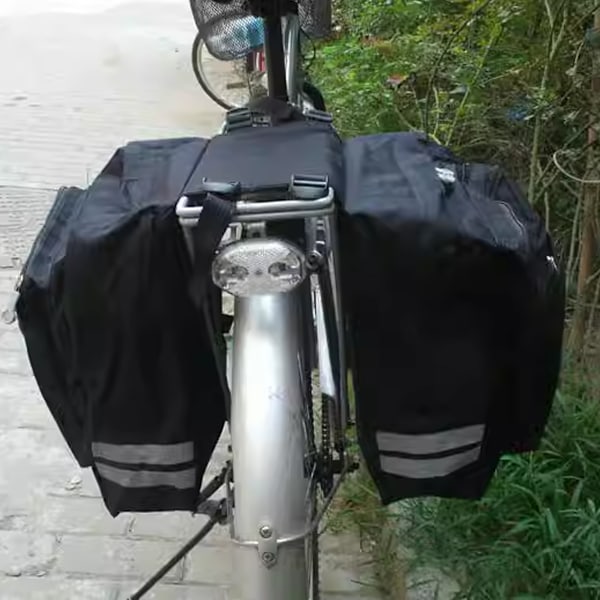 (Sort) Dobbelte Cykeltasker Sadeltaske Mib Cykel Cykling Bagagebærer Taske