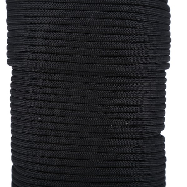 Reflekterande Paracord, Höghållfasta fibrer - Användbara rep för camping, fiske, bindning - Dragstyrka - Väderbeständig - 100 m svart