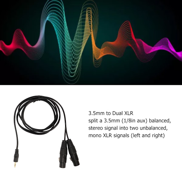 3,5 mm til Dobbelt XLR Stereo Kabel 5 Fod Plug and Play 1/8 Tomme Han til Dobbelt XLR Hun Y Splitter Kabel til PC Smartphone