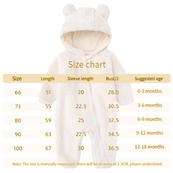 Nyfødt baby jumpsuit hette fleece romper lang ermet onesie