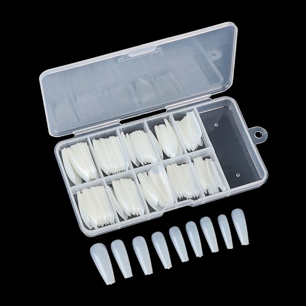 100 st falska naglar akrylnaglar full täckning tips kista manikyr ballerina uv gel akryl nagel kit verktyg falska